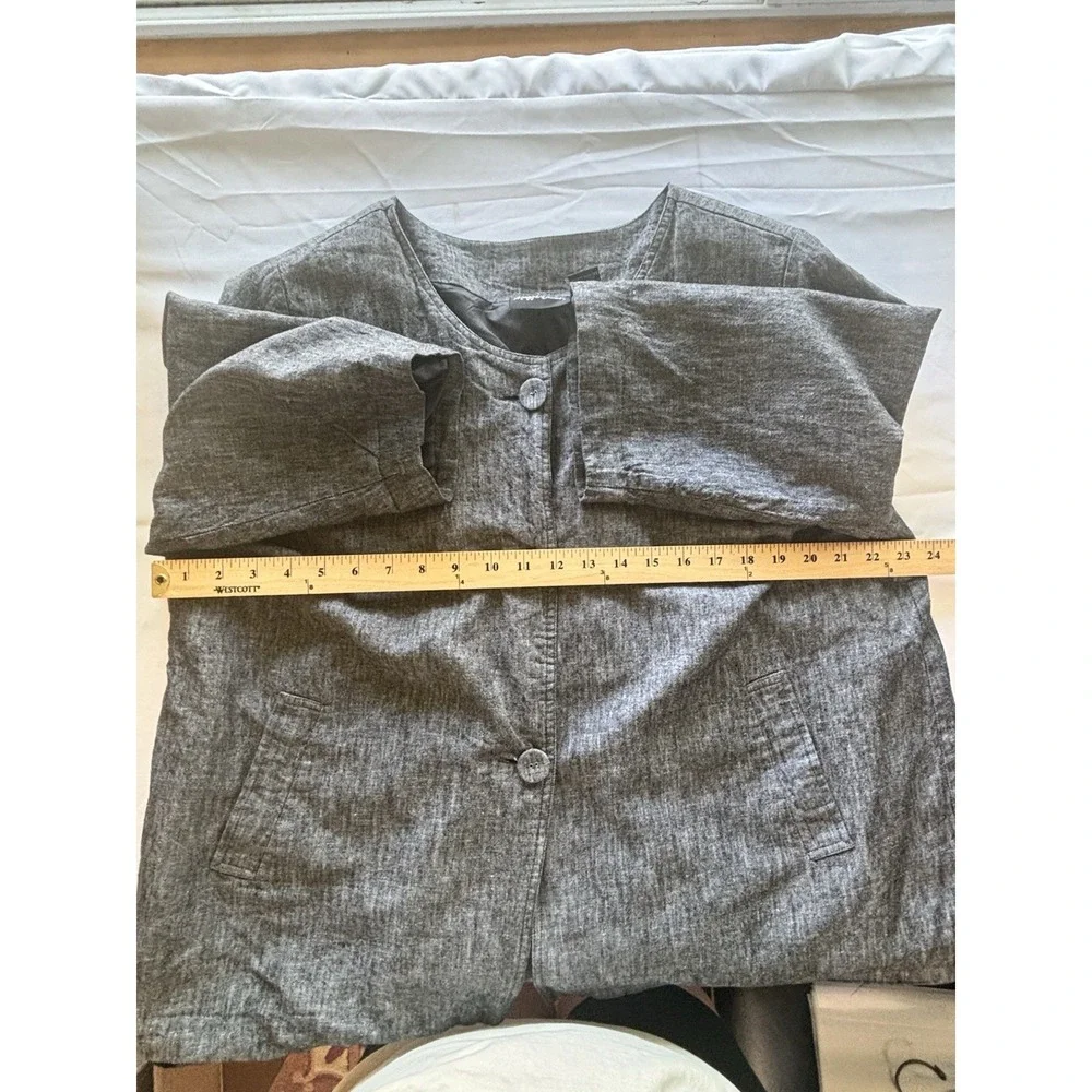 Maggie Barnes Linen‎ Blend Jacket 1X/18-20 Gray Top Cover Button Front Lagenlook